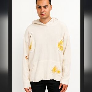 Who Decides War by MRDR BRVDO Melded Thermal Hooded Pullover in Cream